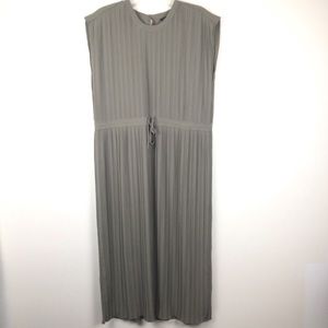 CLUB MONACO Olive Green Pleated Sleeveless Dress